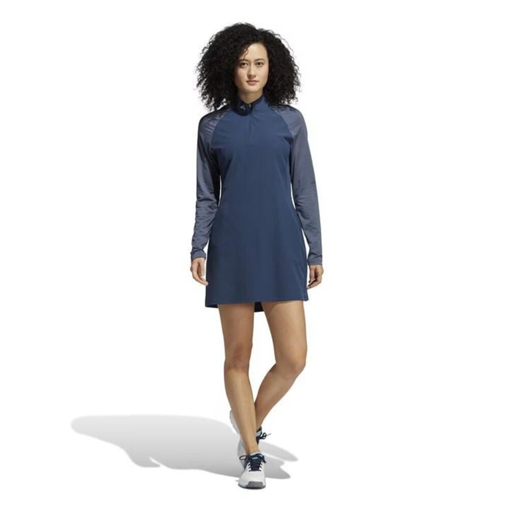 Adidas Long Sleeve Golf Athletic 1/4 Zip Mock Neck Dress Navy Blue Womens Medium
